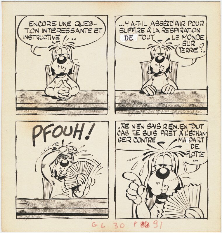 Gotlib, Henri Dufranne, Gai-Luron 30, pl. 91. - Planche originale