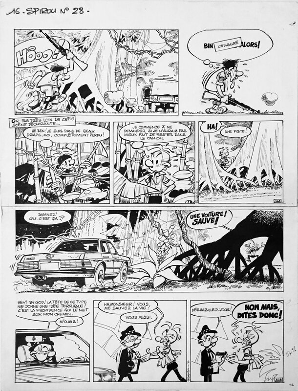 Jean-Claude Fournier, 1977 - Spirou et Fantasio - Kodo le Tyran - Page 18 (Planche 16) - Planche originale