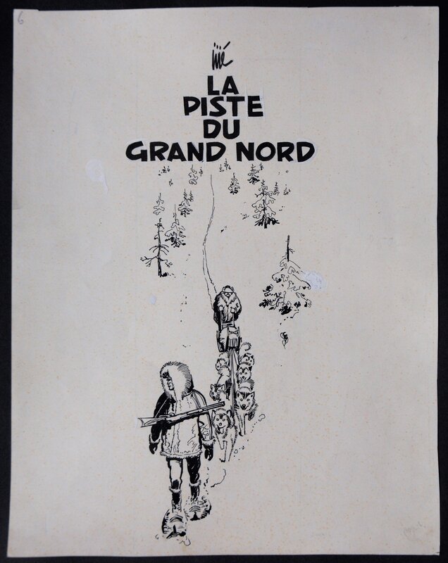 Jijé, Jerry Spring – Page titre - La Piste du Grand Nord. - Illustration originale