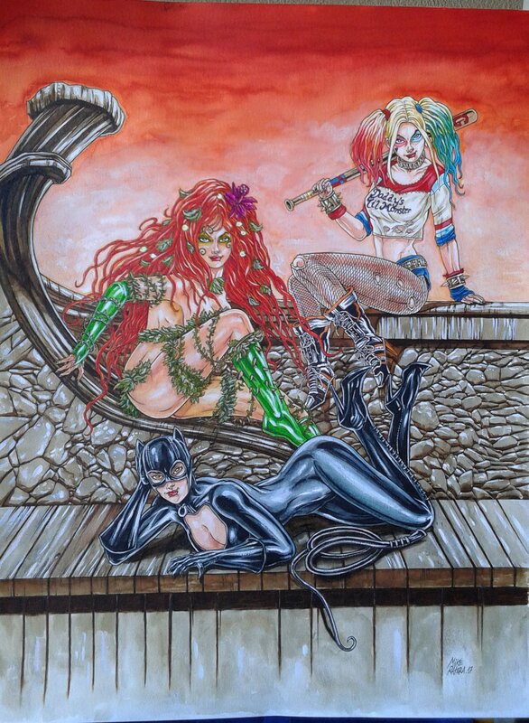 Mike Ratera, Gotham Sirens : Catwoman, Poison Ivy et Harley Quinn - Illustration originale
