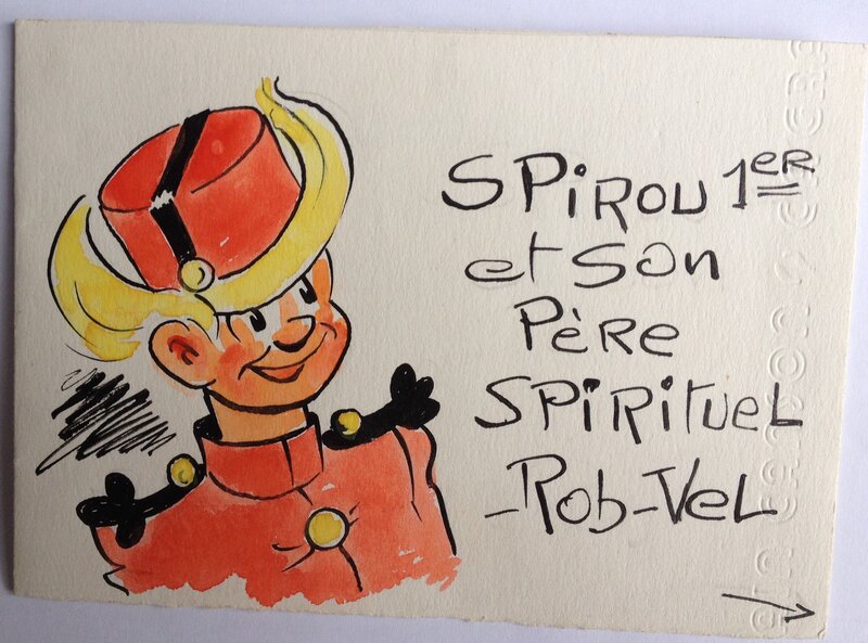 Rob-Vel, 1985 - Spirou - carte de voeux - Illustration originale