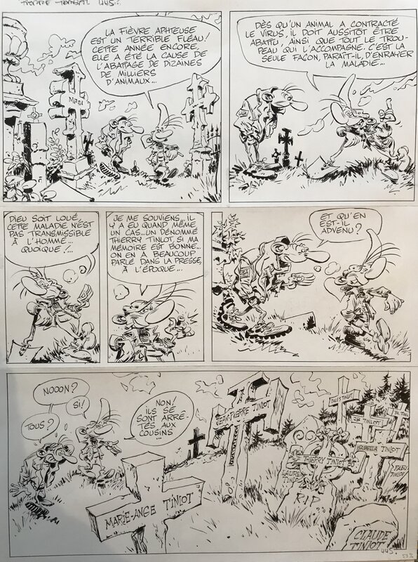 Marc Hardy, Raoul Cauvin, Pierre tombal fièvre aphteuse - Planche originale