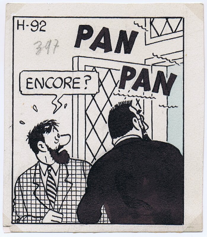 Hergé, Kuifje - De zeven kristallen bollen - origineel plaatje - versie le soir - Planche originale