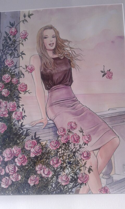 Illustration Manara La femme aux roses - Illustration originale