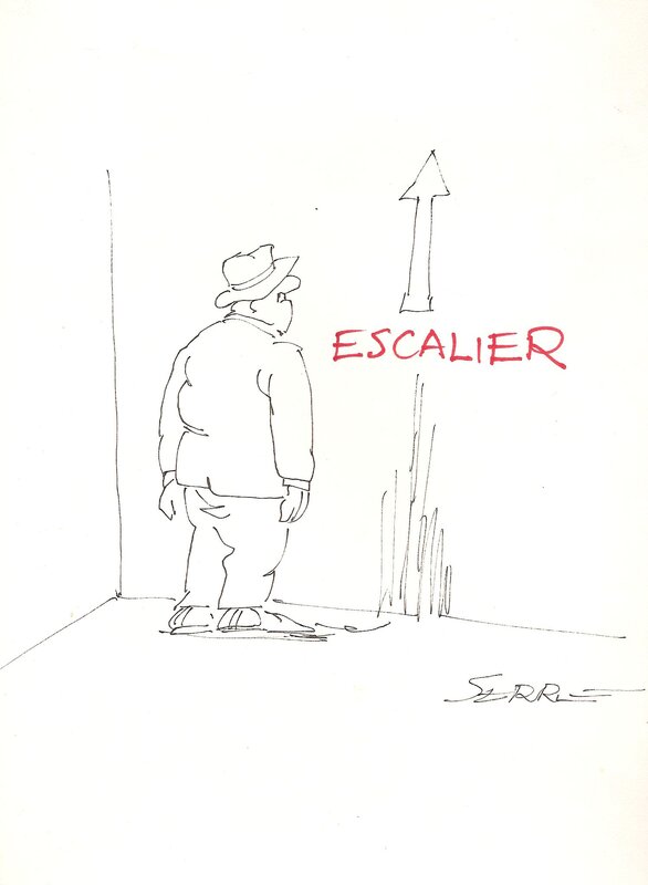 En vente - Escalier par Claude Serre - Illustration originale
