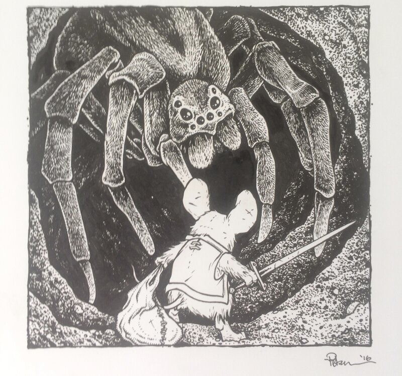 Petersen David - Mouse Guard vs Spider - Illustration originale