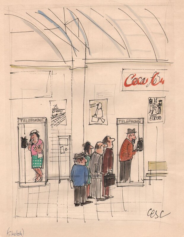 Telephone box by Cesc - Original Illustration