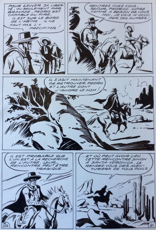 André Oulié, Les aventures de Zorro - Au bord de l'abîme - Planche originale