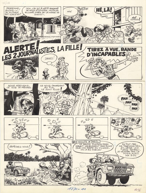 Jean-Claude Fournier, Spirou et Spip - Gri-gri du Niokolo-Koba - PL 38 - Planche originale