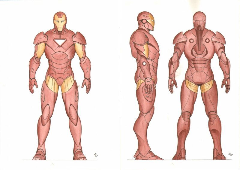 Adi Granov Iron Man concept art - Planche originale