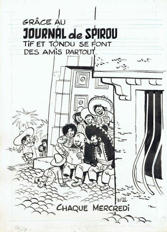 For sale - Will, 1954 - Tif et Tondu en Amérique Centrale - Original Illustration