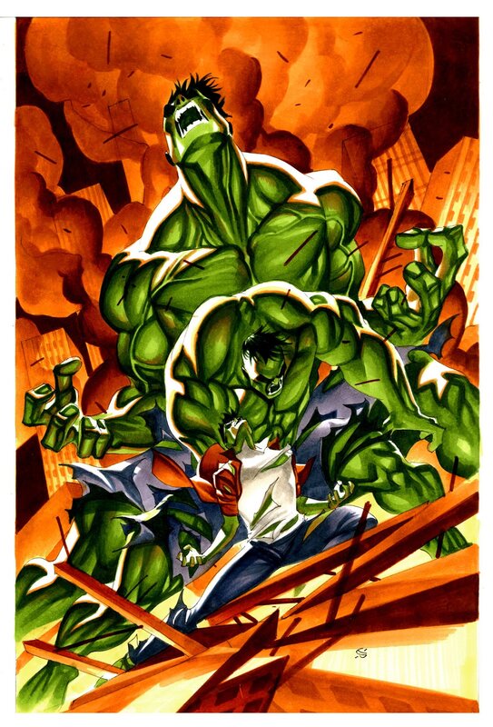Hulk transformation par Thony Silas - Illustration originale