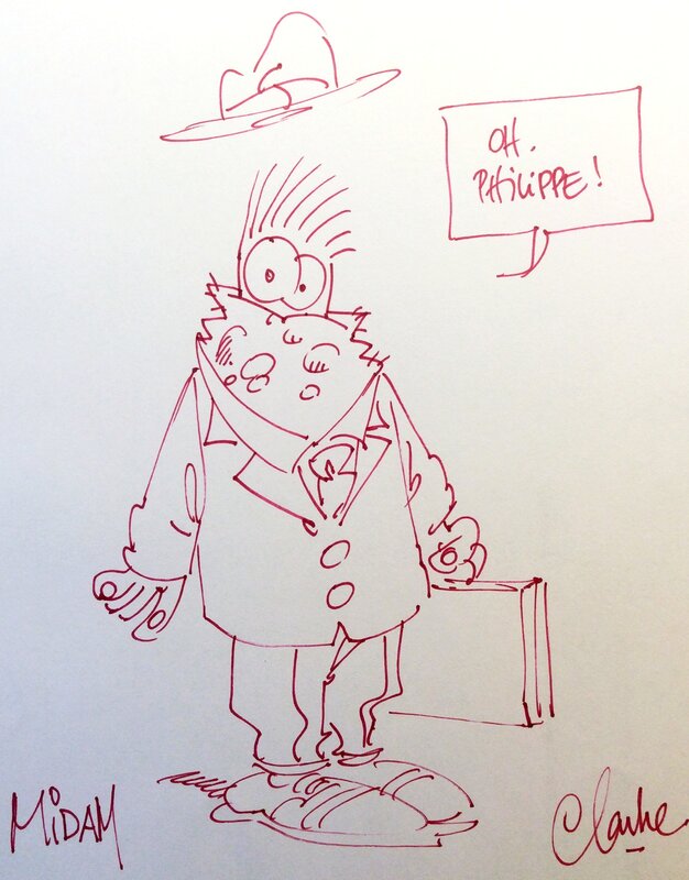Midam, Clarke, Durant les travaux l'exposition contine... - Dédicace
