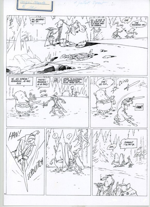 Mazan, Lewis Trondheim, Donjon MONSTERS JEAN-JEAN LA TERREUR - Planche originale