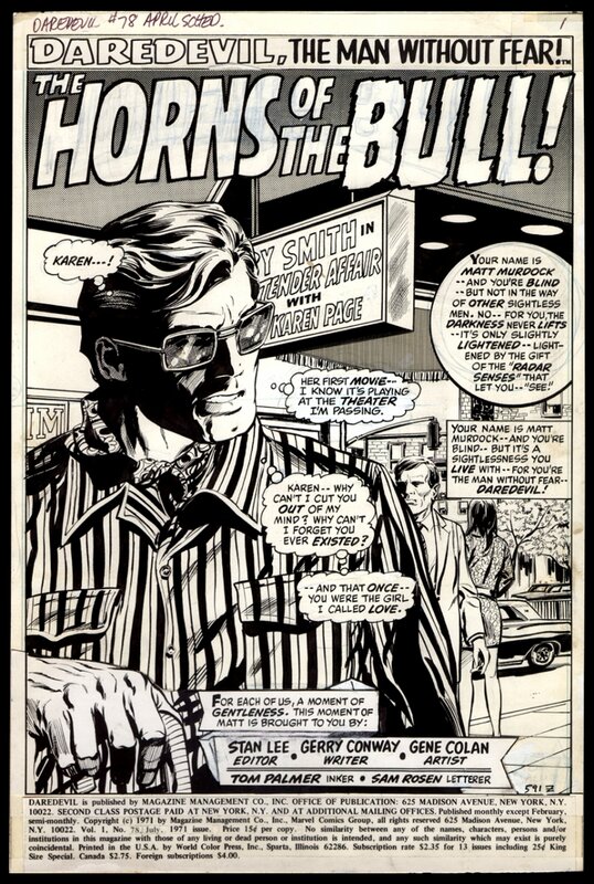 Gene Colan, Daredevil 78# Splash page - Planche originale