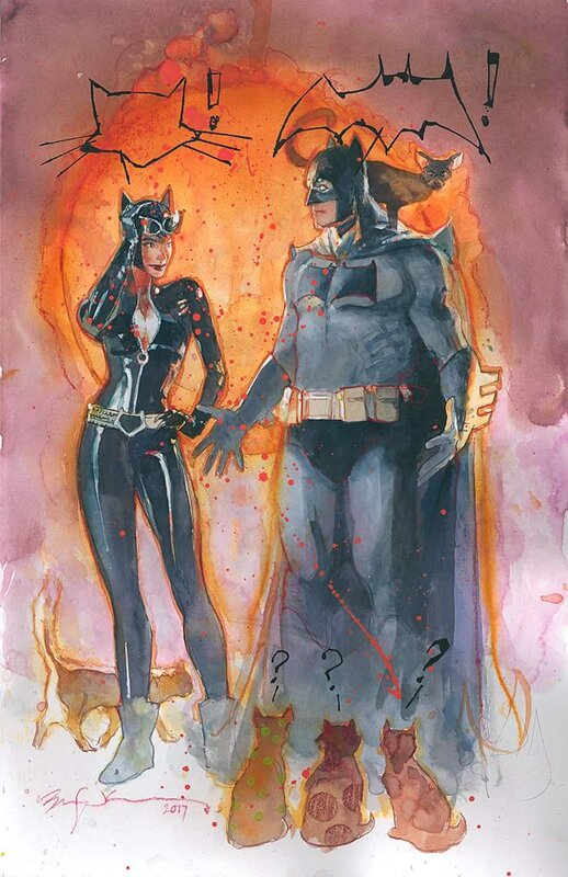 Batman / Catwoman by Bill Sienkiewicz - Original Illustration