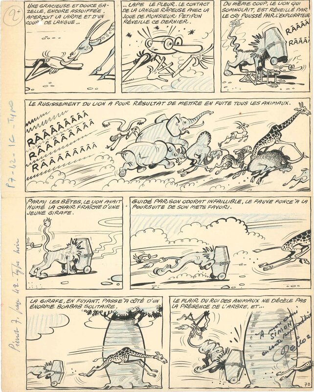 Petipon aviateur par René Pellos - Planche originale