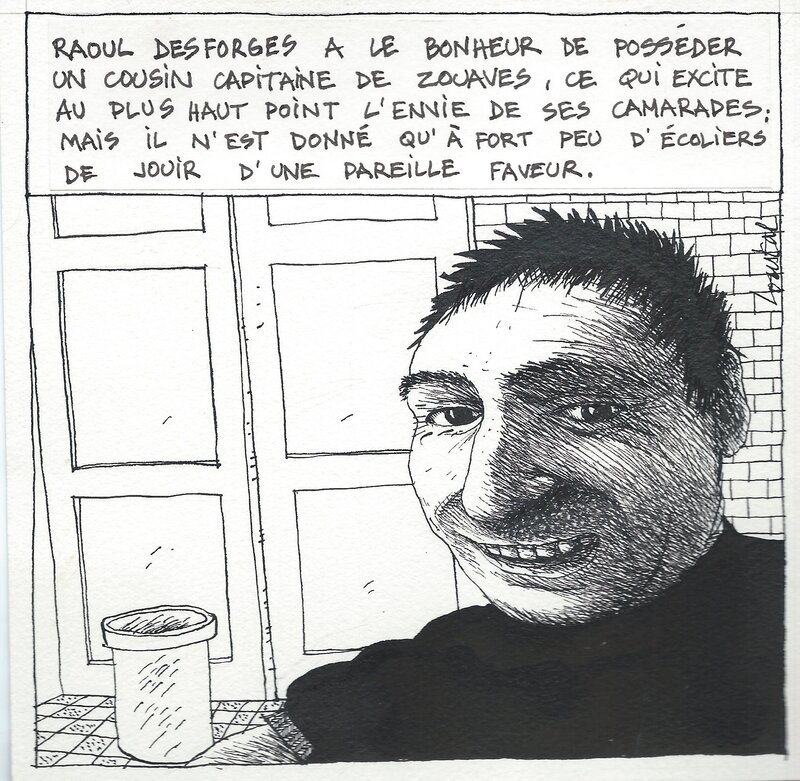 Loustal, Le bonheur de Raoul ! jouir de l'envie de ses camarades. - Original Illustration