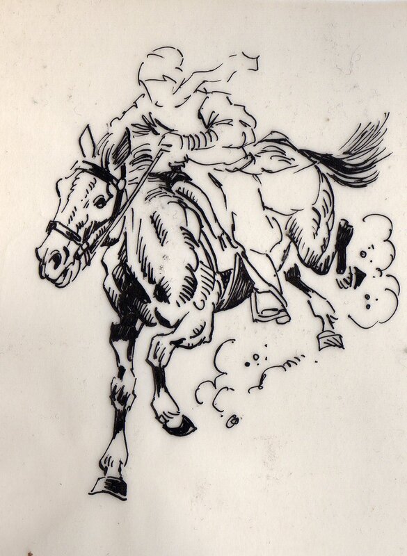 Jean Pape, Etude de cavalier au galop - Original art