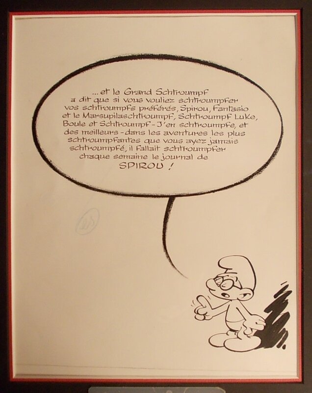 Peyo, Le Schtroumpf à Lunettes, Les Schtroumpfs n° 2, « Le Schtroumpfissime », 1965. - Illustration originale
