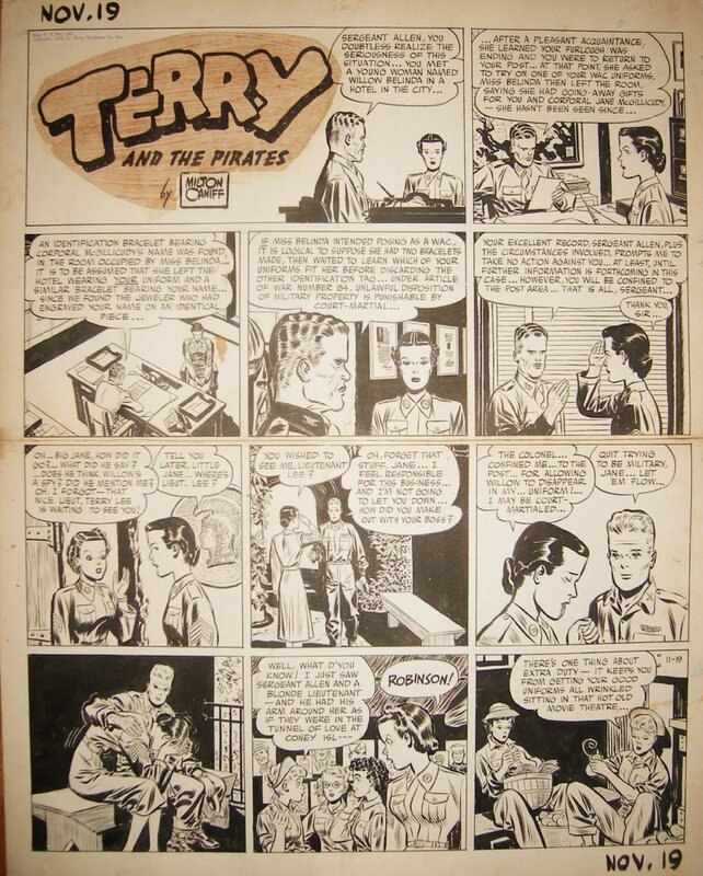 Milton Caniff, Terry and the pirates sunday 1944 19 11 - Planche originale
