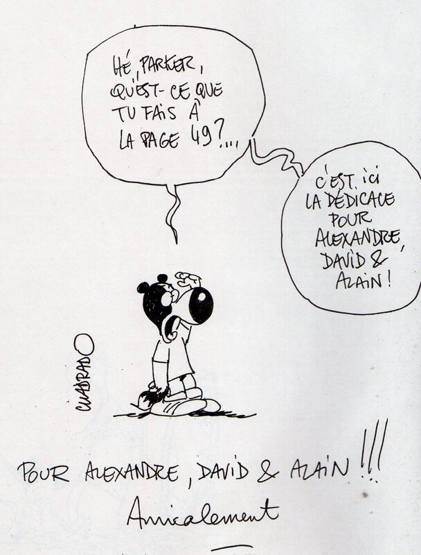 Marc Cuadrado, Badger - Dédicace sur le tome 1 de Parker et Badger - Sketch