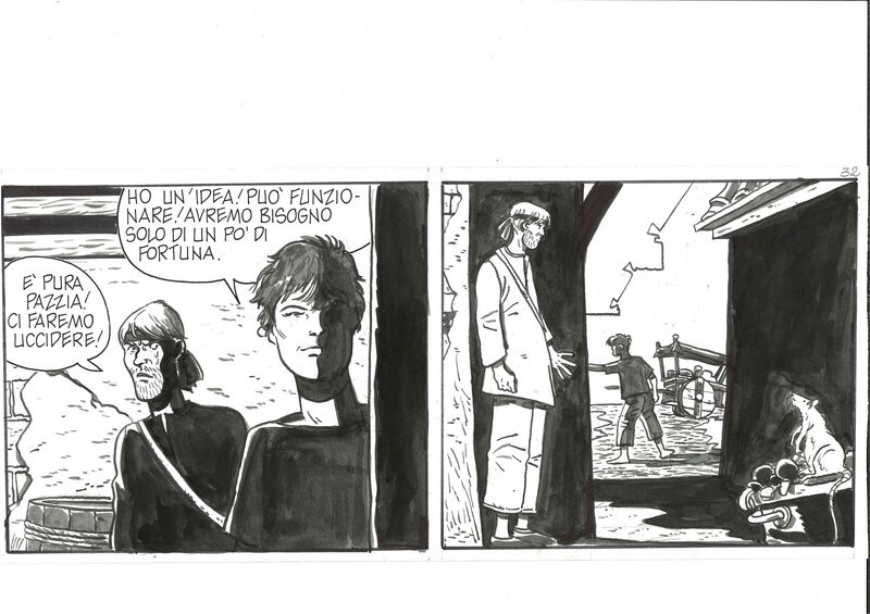 Lele Vianello, Young Corto Maltese strip - Planche originale