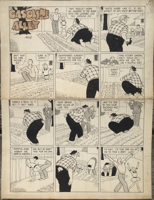 Frank King, GASOLINE ALLEY - Une sunday de 1944 - Comic Strip