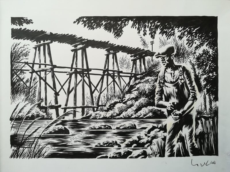 En vente - Erik Kriek, Dans les pins : 5 ballades meurtrières - Illustration originale