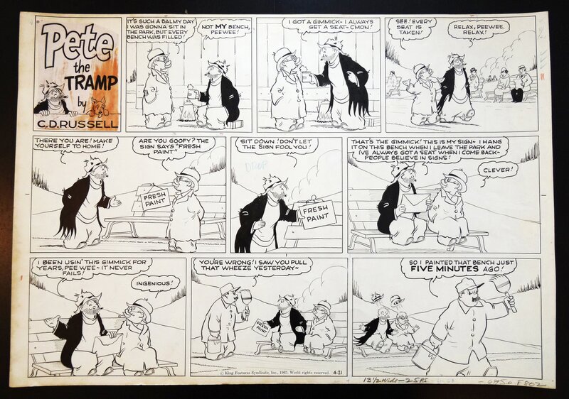 Clarence D. Russell, Pete the tramp (Le Père Lacloche) - Planche originale