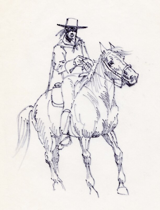 Zorro à cheval par Jean Pape - Œuvre originale