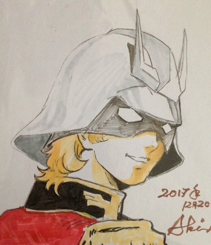 Dédicace Akihiro Kanayama : Char Aznable (Gundam) - Sketch