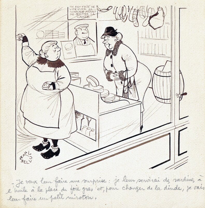 Epicerie by Jean Bellus - Original Illustration