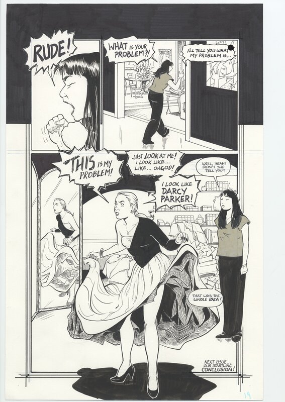 Terry Moore, Strangers in Paradise Vol.3 #11 p 19 (cliffhanger) - Planche originale