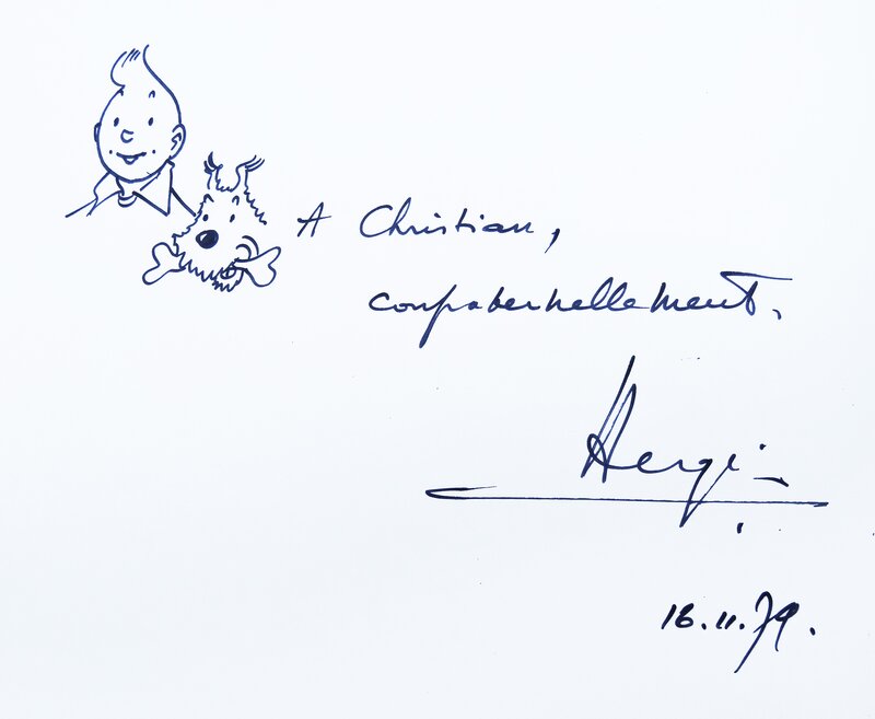 Tintin et Milou par Hergé - Dédicace