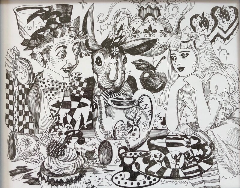 Dame Darcy - Alice in wonderland - tea party - Original Illustration