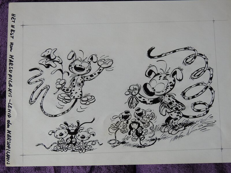 André Franquin, Le nid des marsupilamis - Original Illustration