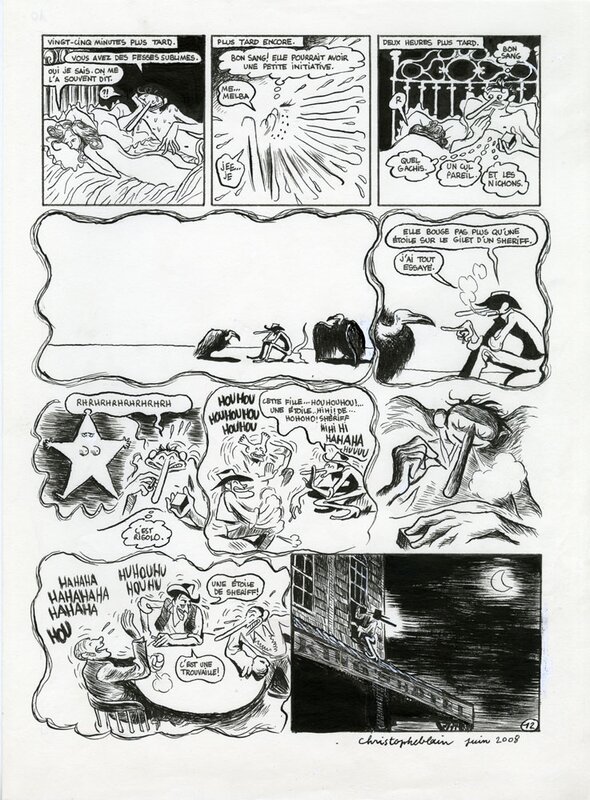 Christophe Blain, 2008 - Gus ; Ernest ... L'étoile de sheriff ! - Planche originale