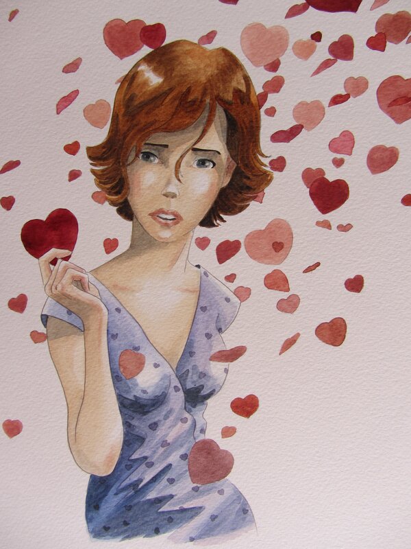 La femme aux coeurs par H Tonton - Illustration originale
