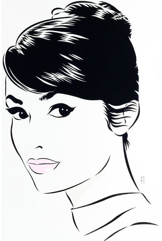 Audrey Hepburn par Walter Minus - Illustration originale