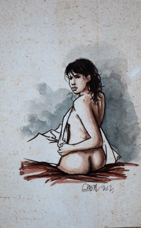 Femme assise by Gilles Pascal - Original Illustration