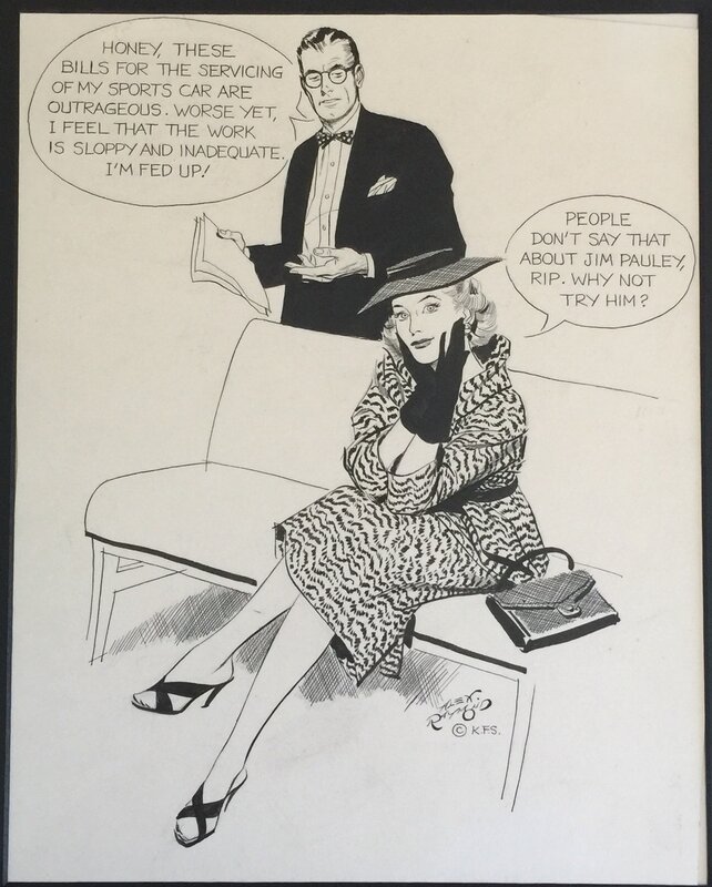Alex Raymond, Ad for Jim Pauley featuring Rip Kirby and Honey Dorian - Comic Strip