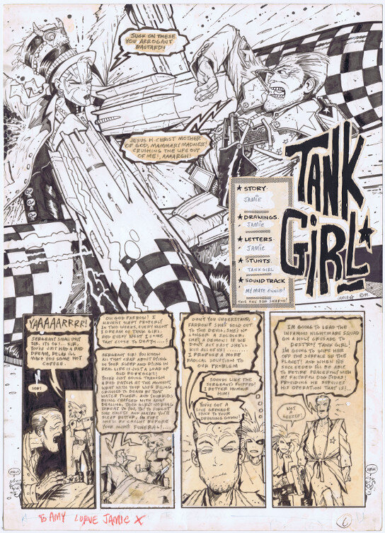 Deadline Comics #4 Tank Girl page by Jamie Hewlett - Original art