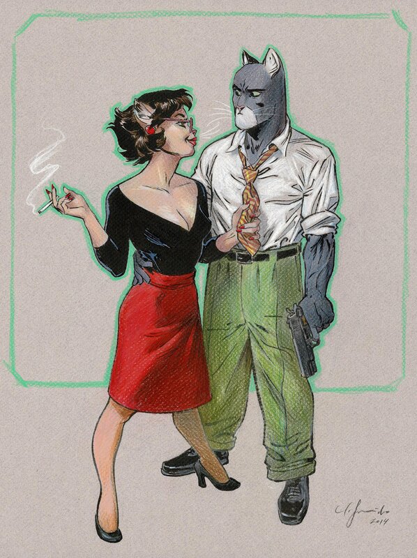 Blacksad et Alma by Juanjo Guarnido - Original Illustration