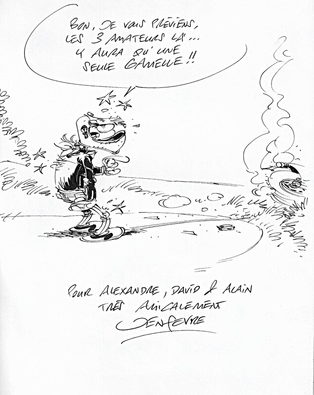 Henri Jenfevre, Jéjé l'aspi - Dédicace sur le tome 7 de Joe Bar team - Sketch