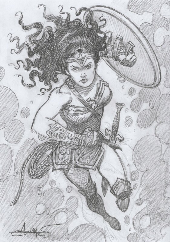 Wonder Woman by Mohamed Aouamri - pencils - Sketch
