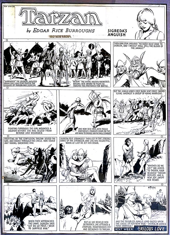 Hal Foster, Tarzan Sunday Page 04.08.1935 - Planche originale