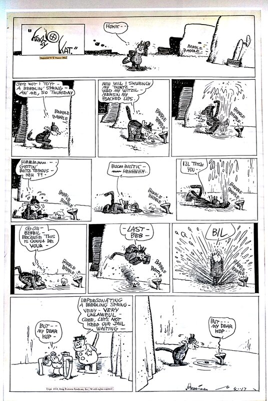 George Herriman, Krazy Kat Sunday page 17.08.1938 - Planche originale