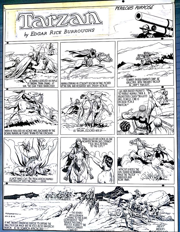 Burne Hogarth, Tarzan Sunday Page 08.03.1942 - Comic Strip