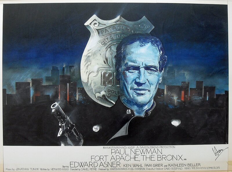 Vic Fair, Fort Apache, the Bronx (1981) - movie poster painting (prototype) - Illustration originale